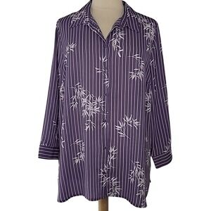 Catherines Purple & White‎ Stripe Sheer Blouse